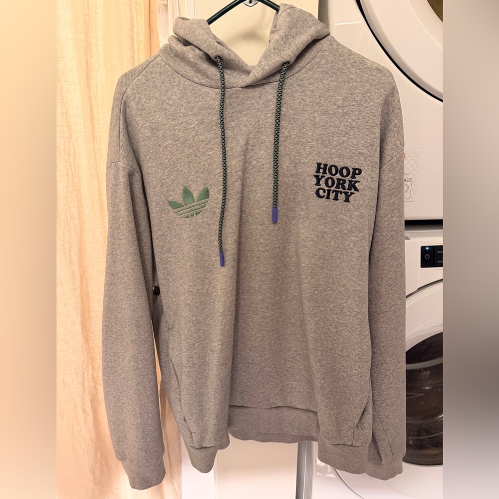 adidas Gray 'Hoop York City' Hooded Sweatshirt